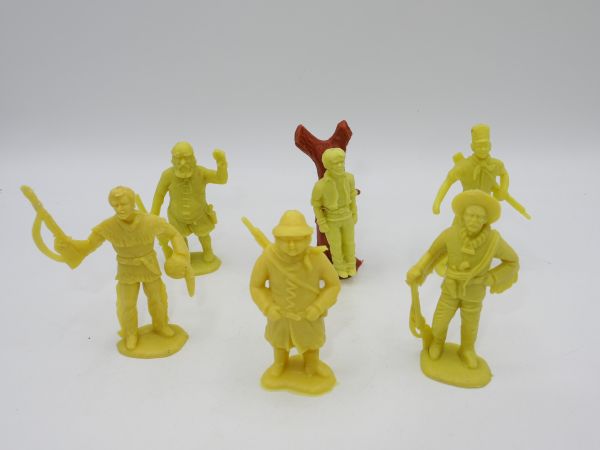 Heinerle Manurba Group of Cowboys / Karl May figures (6 figures, bright yellow)