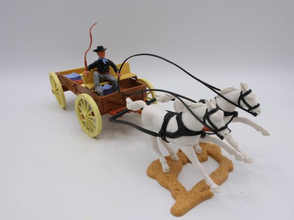 Timpo Toys Flachwagen mit Kutscher 3. Version + vielen Gepäckstücken