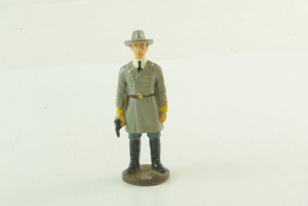 Civil War figure of metal; Confederate Army officer with pistol