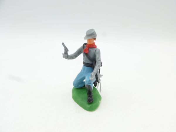 Elastolin 5,4 cm Confederate Army soldier kneeling with pistol + sabre