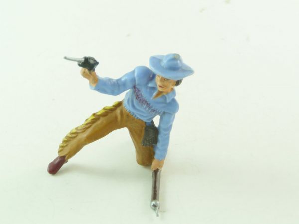 Elastolin 7 cm (beschädigt) Cowboy kniend mit Pistole (J-Figur), Version 1, Nr. 6913