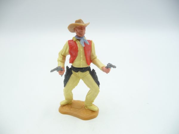 Timpo Toys Cowboy 2. Version stehend, 2 Pistolen schießend - schöne Farbkombi
