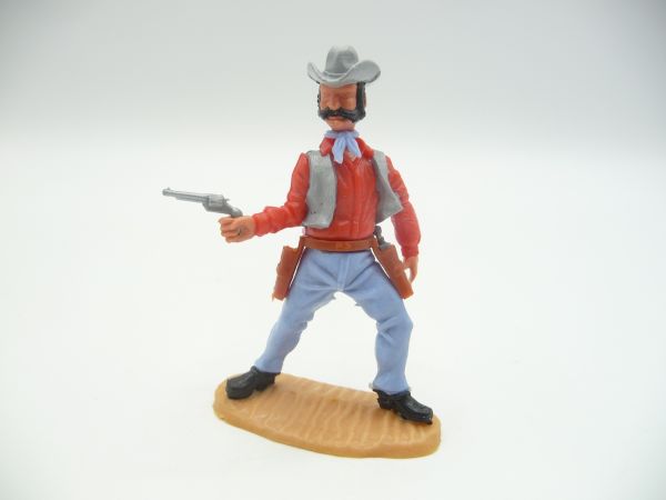 Timpo Toys Cowboy 4. Version, Pistole ziehend - toller Kopf, seltenes Unterteil