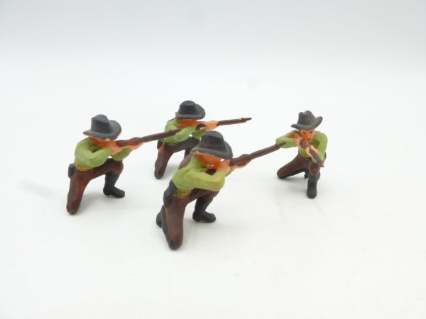 Elastolin 4 cm 4 Cowboys kneeling and firing, No. 6964