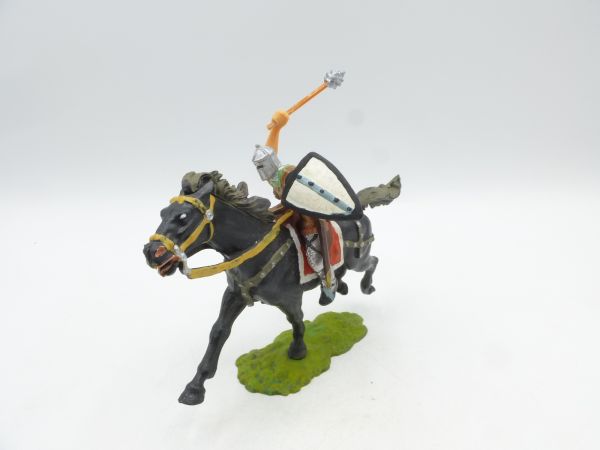 Umbau 7 cm Normanne mit Helm zu Pferd mit Schild + Streitkolben