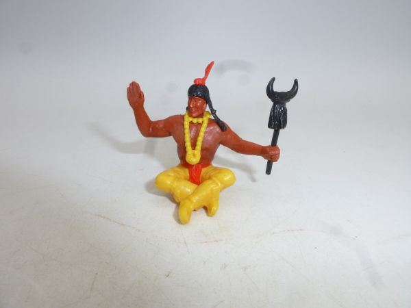 Timpo Toys Indianer sitzend mit Stammeszeichen (schwarz)