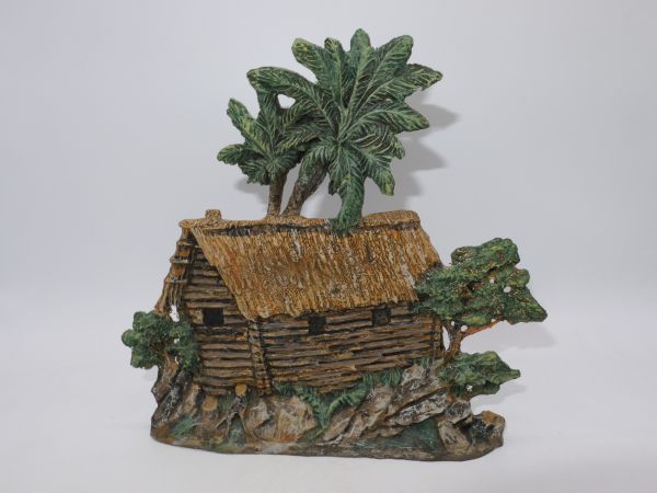 Elastolin compound Log cabin with palm trees - great replica