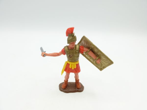 Timpo Toys Römer stehend, rot, mit Schwert ausholend - schöne Bodenplatte