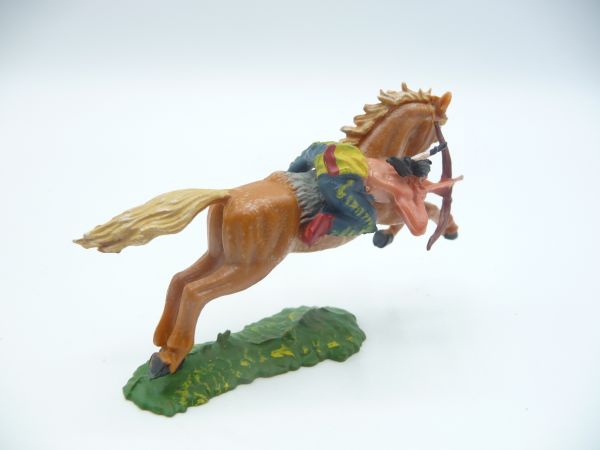 Elastolin 4 cm Indianer seitlich am Pferd, Nr. 6847 - tolle frühe Figur