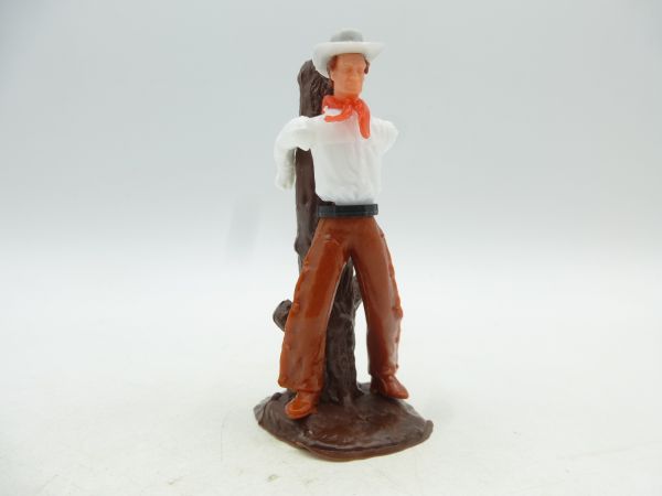 Elastolin 5,4 cm Cowboy am Marterpfahl mit gefesselten Händen