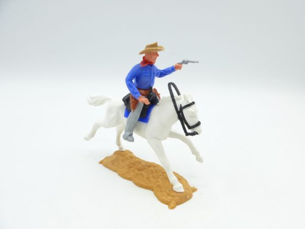 Timpo Toys Cowboy 2. Version reitend, Pistole schießend - schönes Unterteil