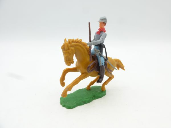 Elastolin 5,4 cm Confederate Army soldier riding with rifle + sabre