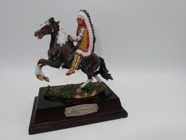 Sitting Bull on horseback on pedestal, total height 16 cm
