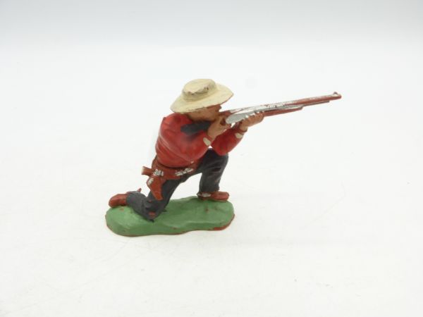 Britains Swoppets Cowboy kneeling shooting, red (made in HK)