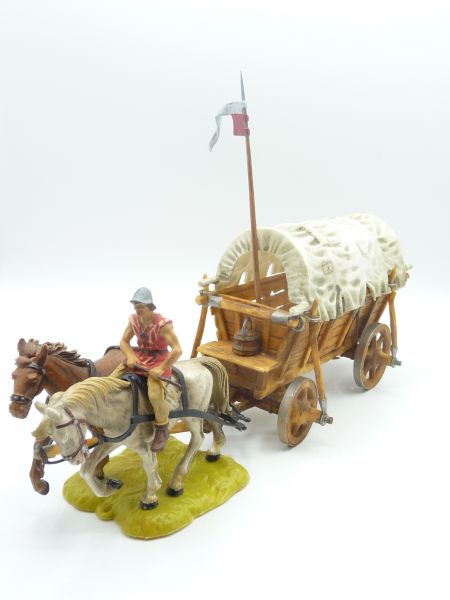 Elastolin 7 cm Mittelalterlicher Kampfwagen mit 2 Pferden in Bem. 2, Nr. 9872