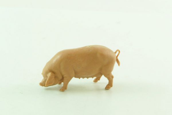 Britains Pig grazing, rose-red, No. 2182