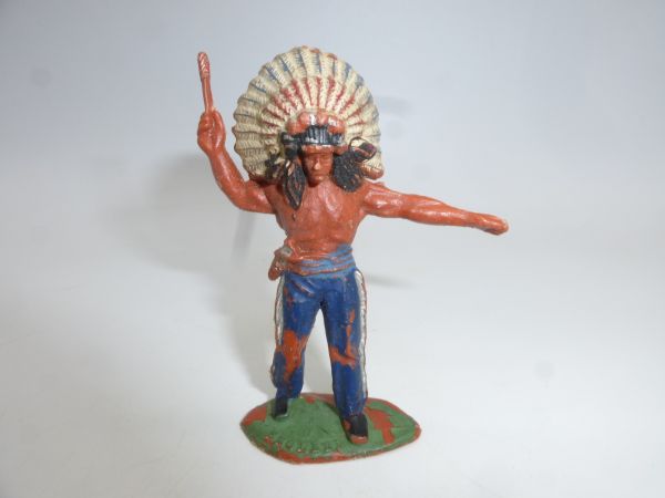 Timpo Toys Solid Indianer stehend, Messer werfend - altersentsprechender Zustand