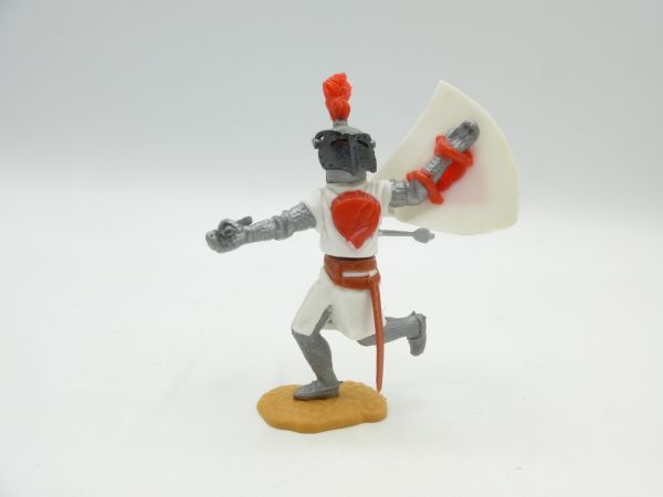 Timpo Toys Visor knight running, white, hit by arrow with sword