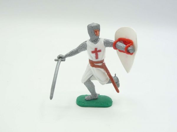 Timpo Toys Kreuzritter 1. Version laufend mit Schwert neben dem Körper