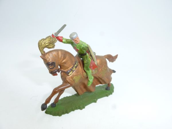Starlux 4 cm Ritter zu Pferd mit Schwert + Schild
