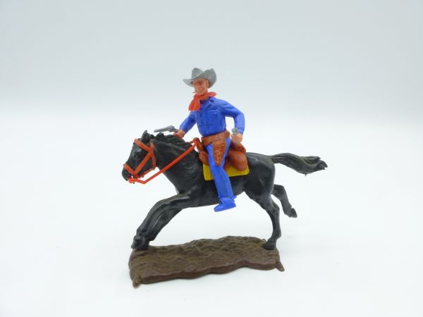 Timpo Toys Cowboy 2. Version - in tollem Königsblau / Mittelblau, braune Holster