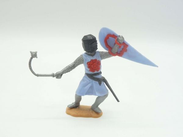 Timpo Toys Medieval knight with flail, light blue/red (black head)