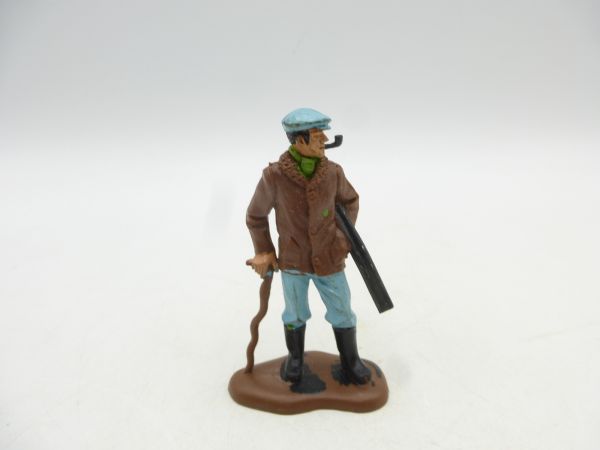 Britains Swoppets Farmer with stick, rifle + pipe, brown jacket