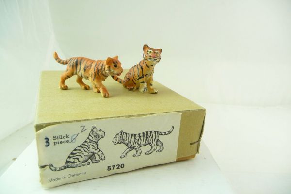 Elastolin 2 junge Tiger (sitzend/gehend), Nr. 5720 - in Originalverkaufsbox