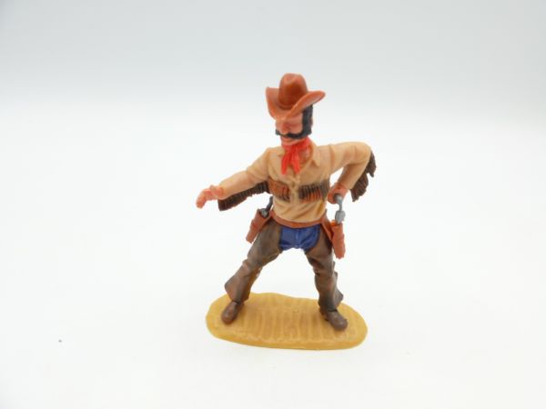 Timpo Toys Cowboy 4. Version stehend, Pistole ziehend - tolle Chaps
