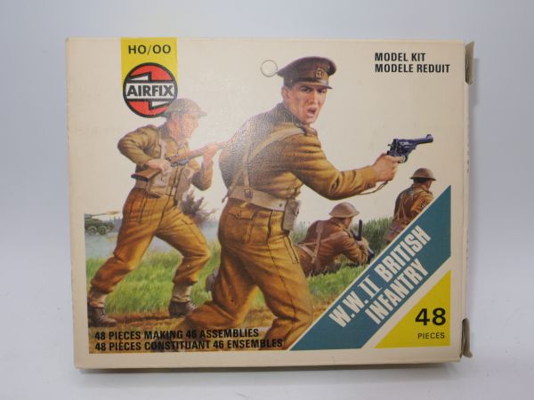 Airfix H0 WW II British Infantry, No. 01703-5 - orig. packaging, on cast