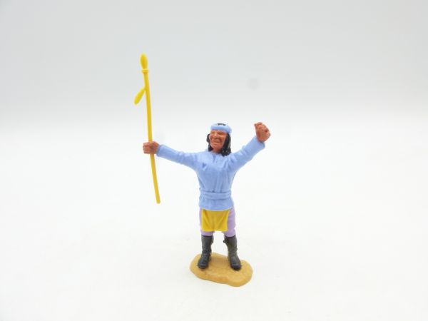 Timpo Toys Apache standing with spear, light blue