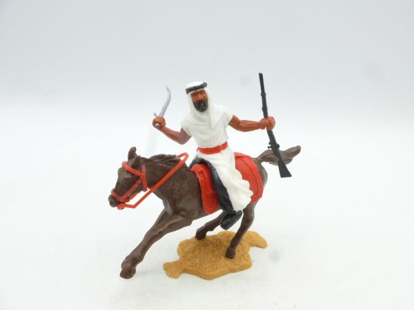 Timpo Toys Arab horseman white with rifle + scimitar