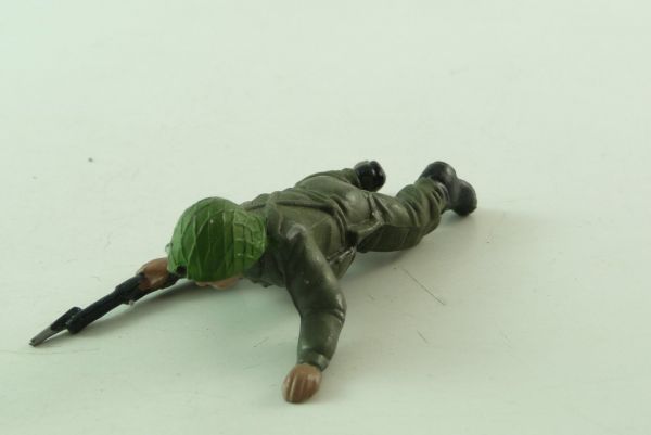 Britains Swoppets / Herald Khaki Infantry; soldier lying / creeping