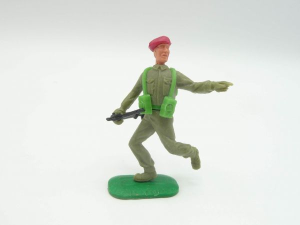 Timpo Toys Englischer Soldat 1. Version, laufend mit MP, rotes Barett