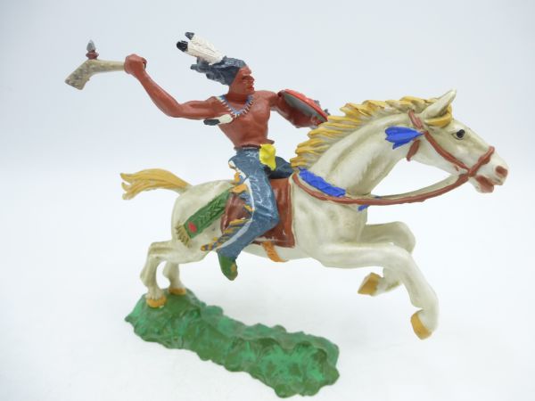 Elastolin 7 cm Indian on horseback with club, no. 6852 - great painting