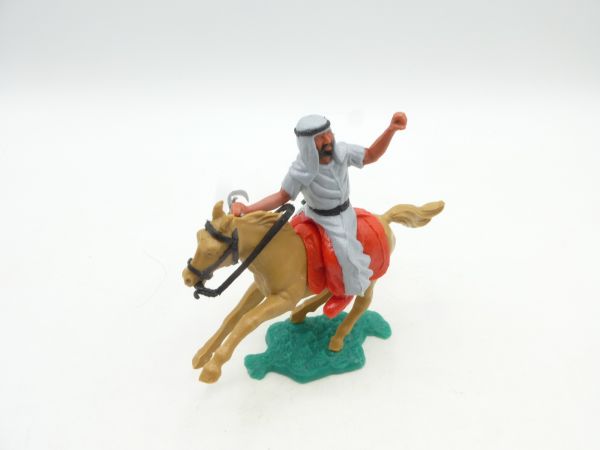 Timpo Toys Araber reitend mit Säbel seitlich, grau, Innenhose rot