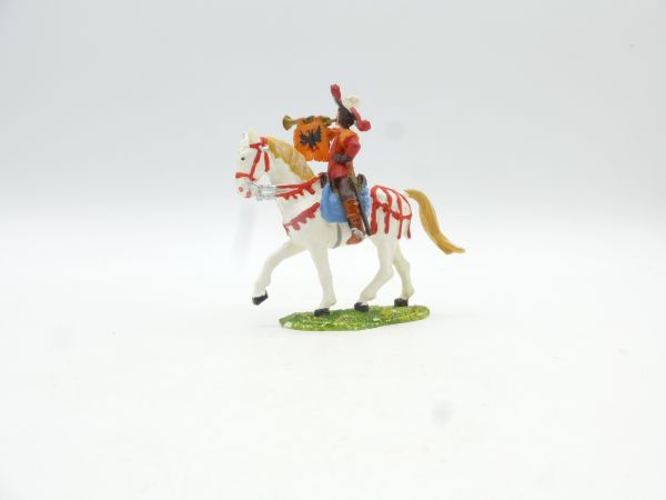 Elastolin 4 cm Fanfare player on pacing horse, No. 9083