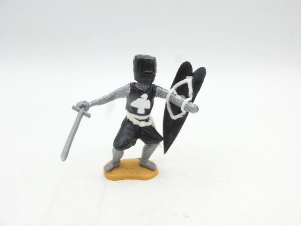 Timpo Toys Mittelalterritter stehend mit Schwert, schwarz/weiß