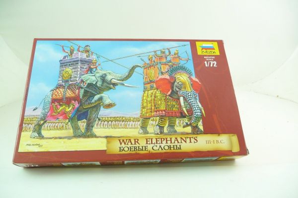 Zvezda 1:72 War Elephants, No. 8011 - orig. packaging, figures on cast