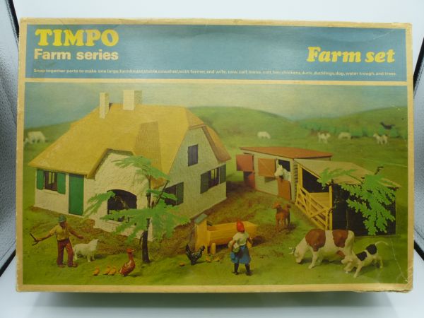 Timpo Toys Seltenes Farm Set, Ref. Nr. 159 - OVP, komplett mit Gebäuden