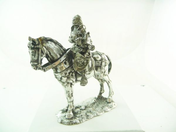 Elastolin 7 cm Silver blank figure Goetz of Berlichingen on standing horse