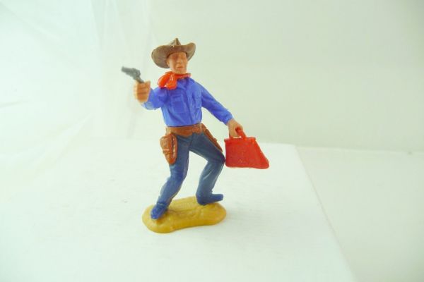 Timpo Toys Cowboy 2. Version / Bankräuber mit original rot Geldtasche