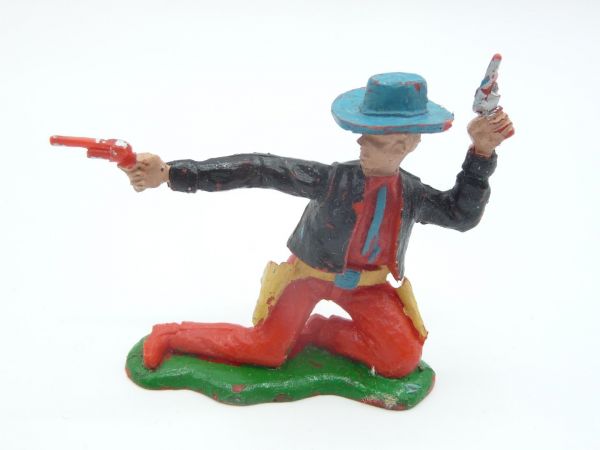 Crescent Toys Cowboy kneeling with 2 pistols - great painting