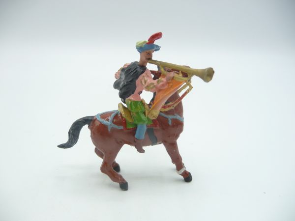 Merten 4 cm Landsknecht Fanfarenbläser zu Pferd - Top-Figur, tolle Farben
