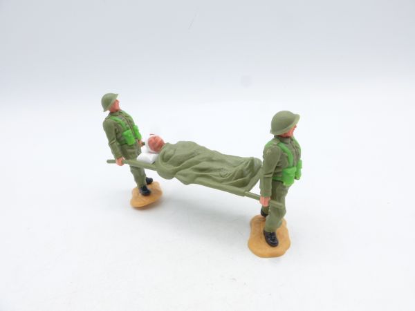 Timpo Toys Stretcher team, 2 Englishmen with wounded man on stretcher