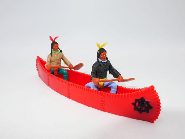 Timpo Toys Kanu mit 2 Indianern 3. Version (rot)
