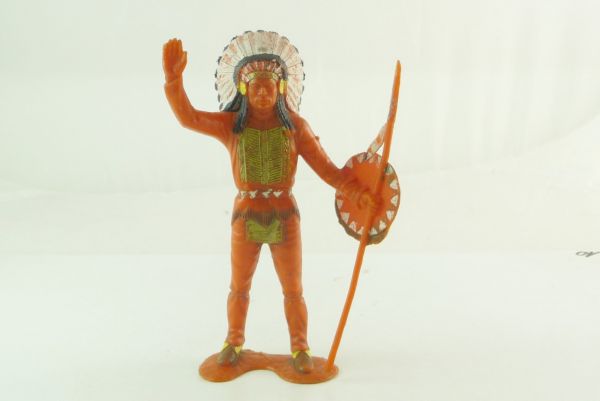 Marx Indian chief with spear and shield, 14 cm - original painting