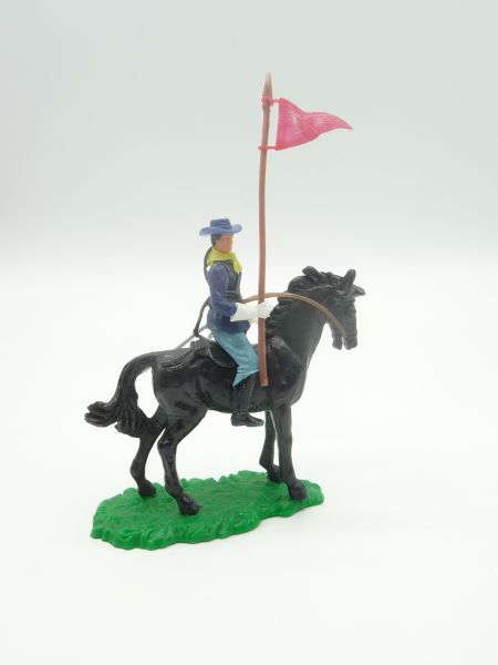 Elastolin 5,4 cm Union Army soldier on horseback with flag - rare horse