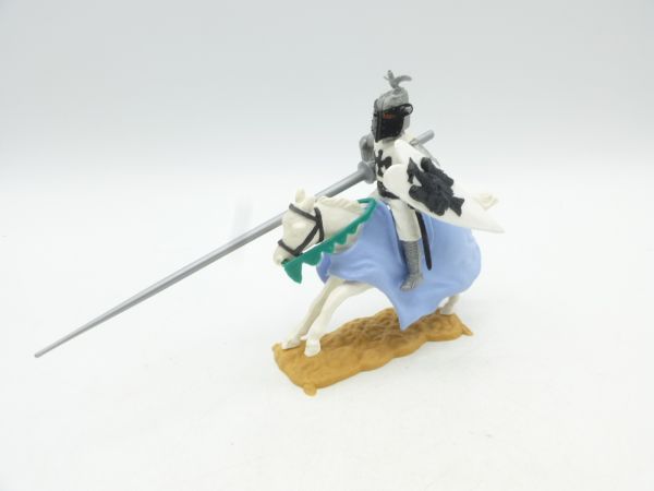 Timpo Toys Visor knight riding, tournament knight white/black with lance
