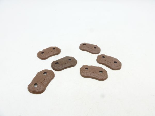 Timpo Toys 6 Two-hole base plates for foot figures, brown